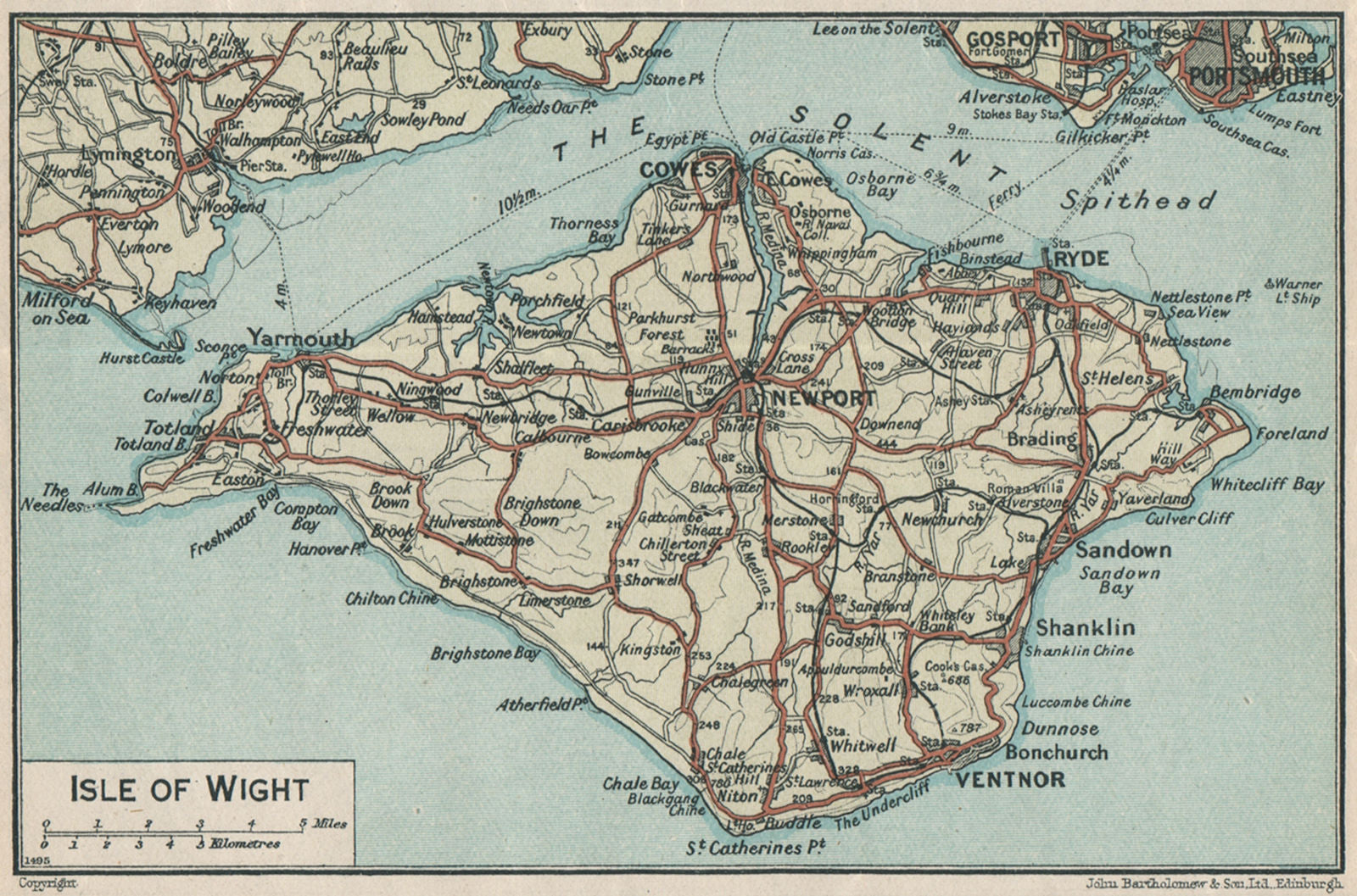 ISLE OF WIGHT. Vintage map plan. Isle of Wight 1930 old vintage chart
